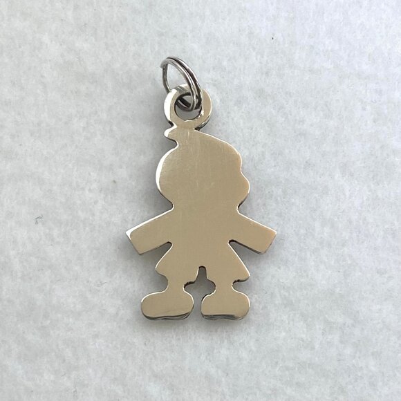 VTG Solid Sterling Silver 925 Boy Male Child Silhouette Pendant Charm - Picture 1 of 11